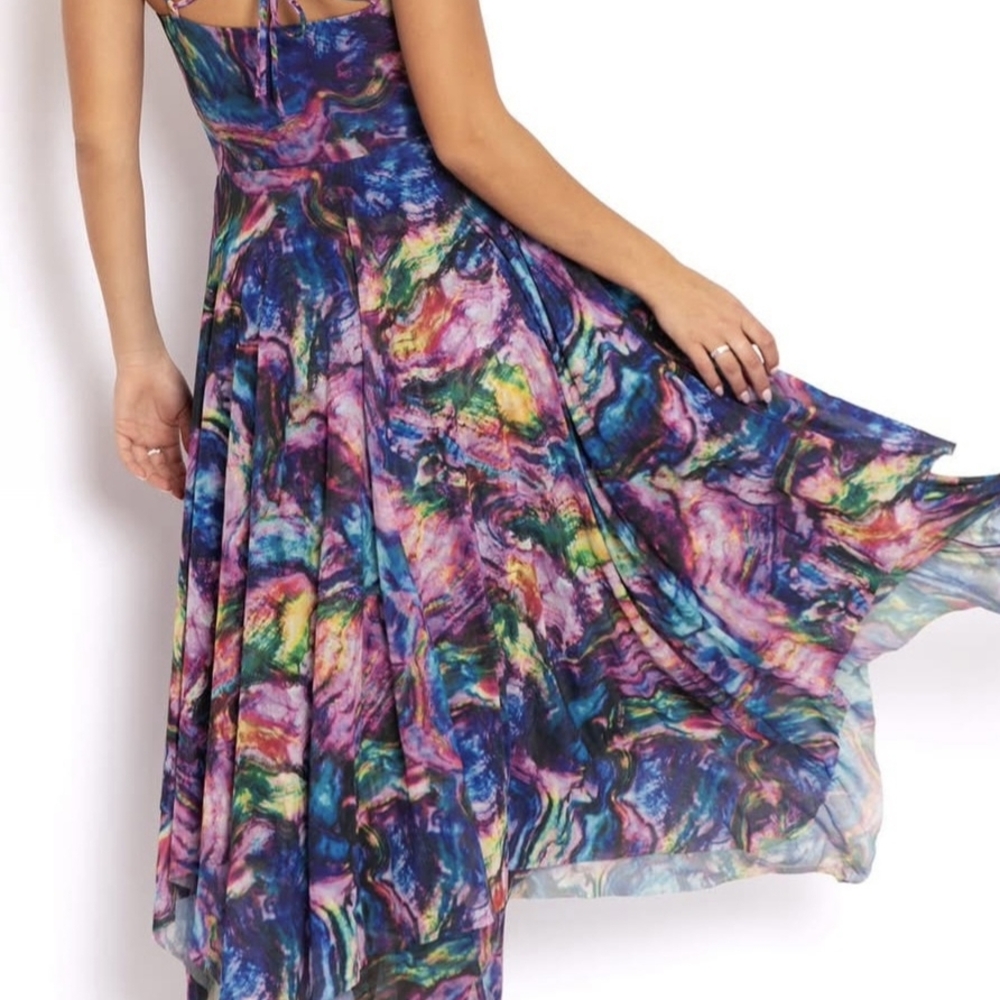 Multicolor Abstract Print Women's Dress